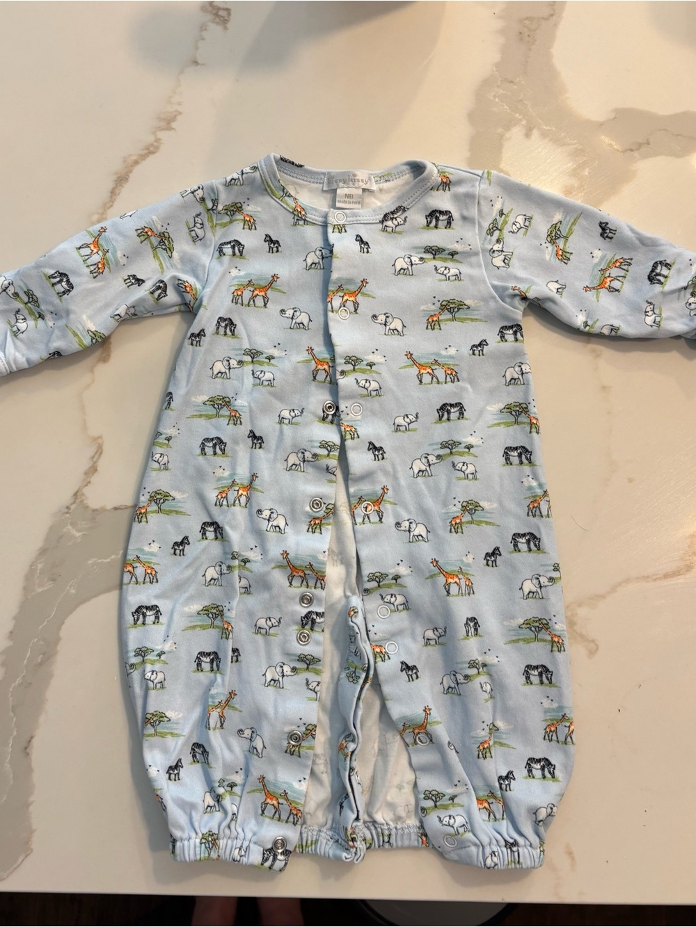 Kissy Kissy Blue Safari Animal Snap Front Footie